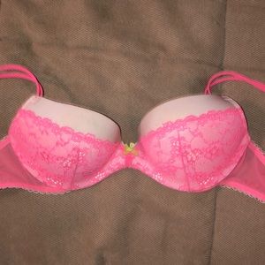 Pink lace bra